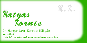 matyas kornis business card