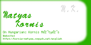 matyas kornis business card